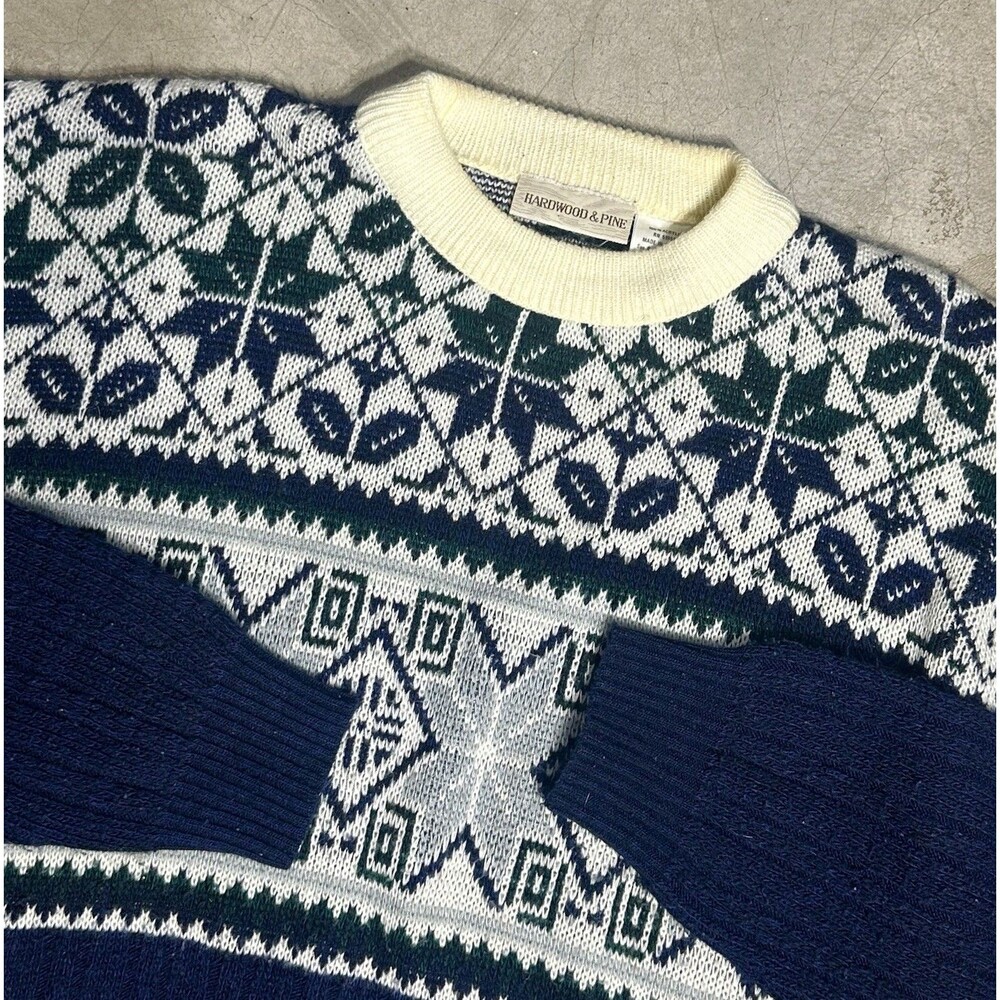 Vintage 90s Multicolor Geometric Nordic Isle Holiday Acrylic Knit Sweater Large